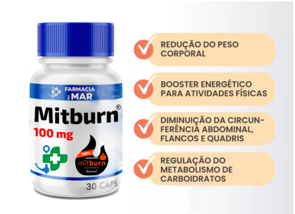 Mitburn®  100 mg - Emagrecedor e Redutor de Medidas -  60 Cápsulas - Image 2